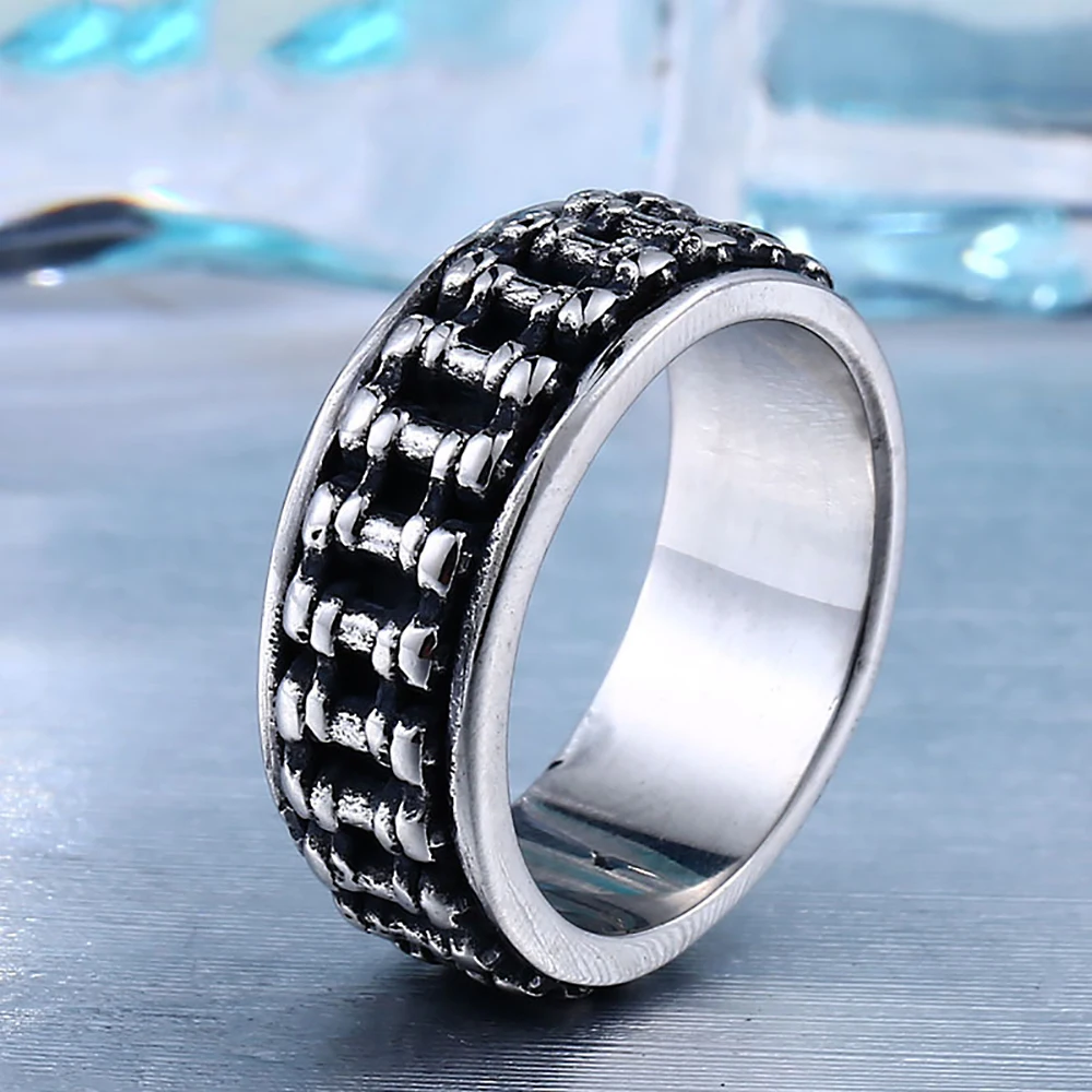 Fashion Creative Stainless Steel Mechanical Chain Rings For Men Women Hip Hop Rock Simple Ring Party Jewelry Gifts Dropshipping