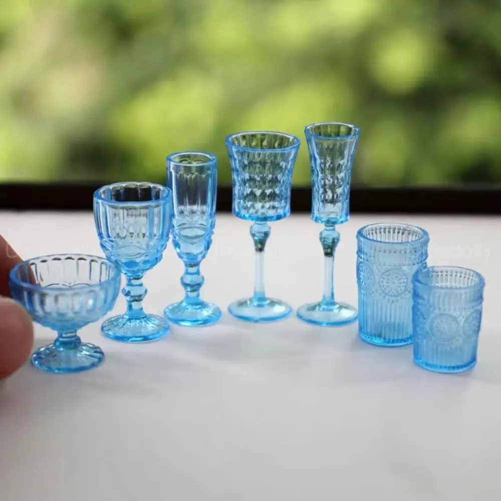 1/6 Scale Dollhouse Water Cup Scene Model Champagne Glass Miniature Wine Glass Multicolor Pretend Play Doll Kitchenware Toy