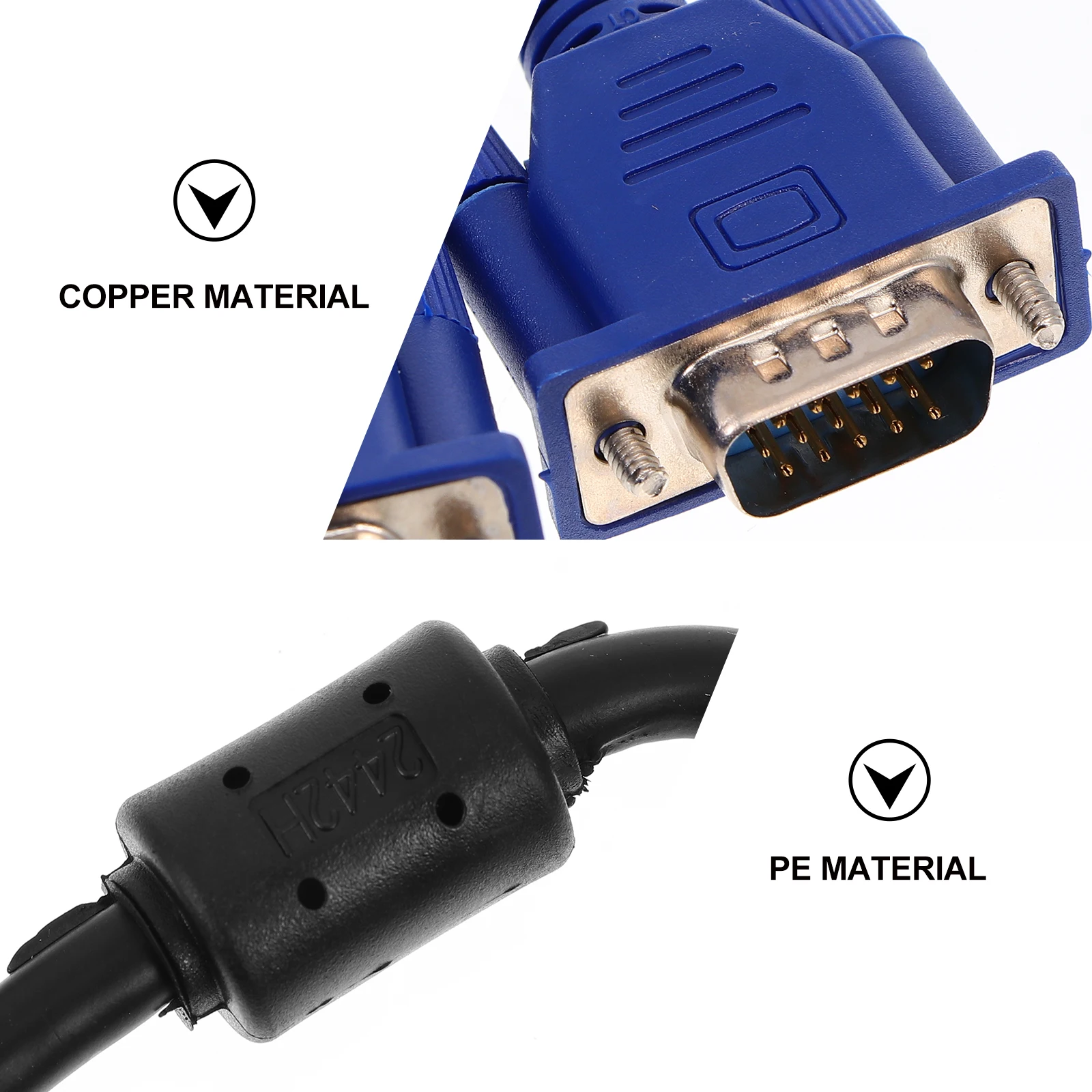 

2pcs Data 1.5M Black Extension For Pc Computer Laptop Monitor Screen Projector To Vga Cable Durable Copper Connector 800X600