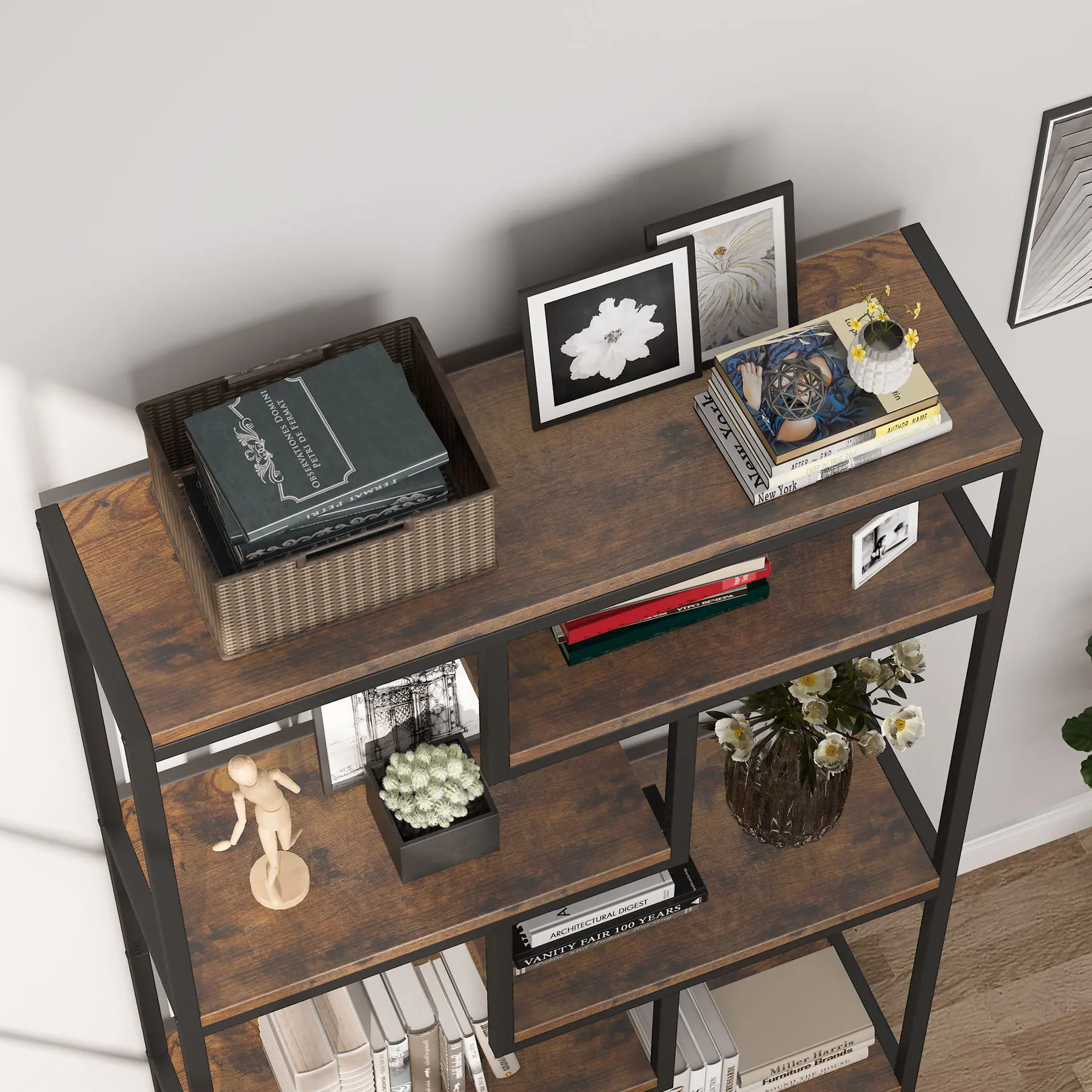 Tribe signs Bücherregal Bücherregal Industrie, 5 Tier freistehende Regale Display Aufbewahrung einheit für Wohnzimmer, Home Office