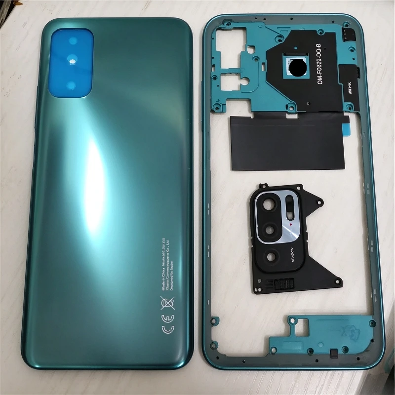 Housing for Xiaomi Redmi Note 10 5G Back Cover+Middle Frame+Side Key+Camera Glass Lens