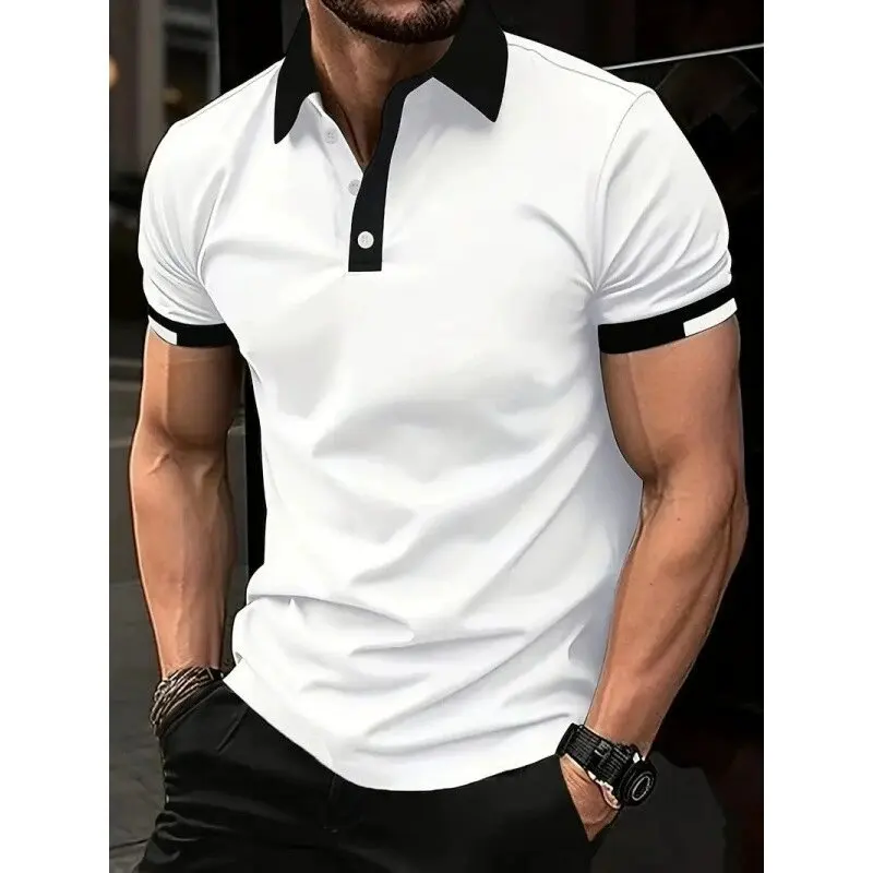 Men's Fashion Solid Color Polos T-Shirts Summer Short Sleeve 3D Printed Street Male POLO Tee 6XL Plus Size Casual Tops Pullovers image 6