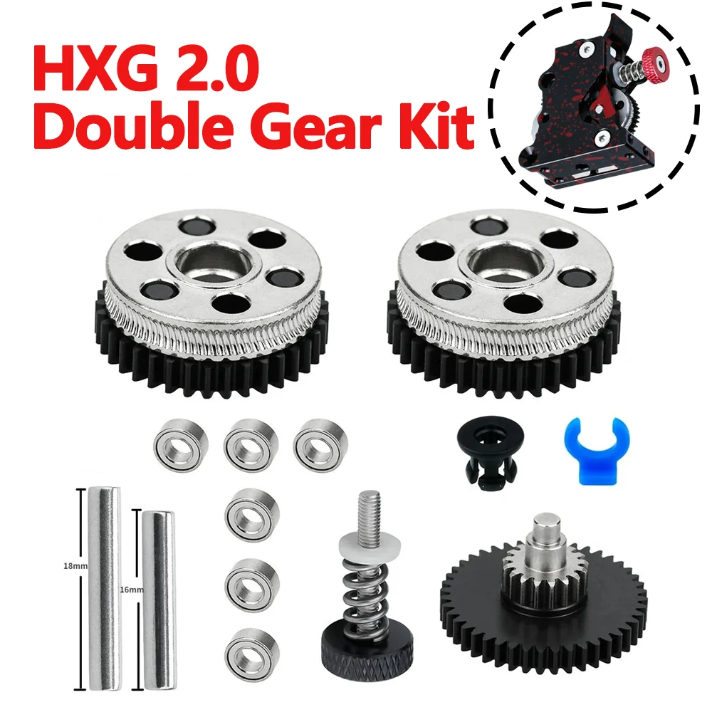 HXG 2.0 Extruder Double Gear Kit For CR10S/Ender 3/Ender 3 V2/VORON  Hardened Steel Helical Reduction 3d Printer Parts