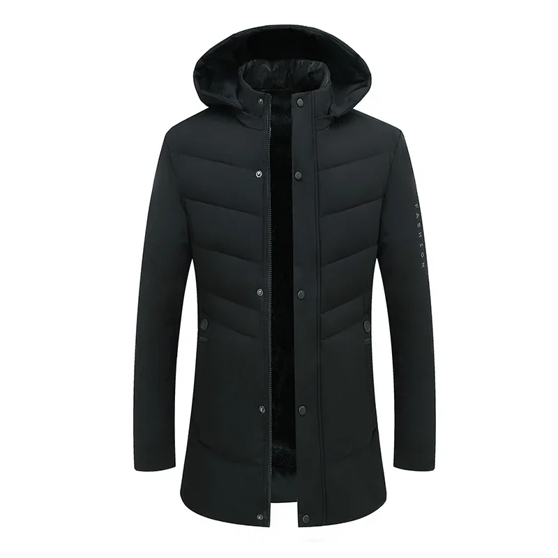 

Мужская зимняя одежда, новый стиль, зимняя мужская хлопковая куртка, съемная кепка, парки средней длины, толстая и флисовая куртка для мужчин