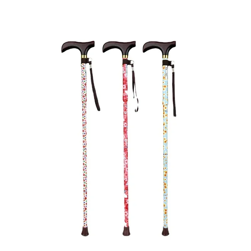 Walking Stick for the Elderly Imported Alpenstock Printing Folding Aluminum Alloy Cane