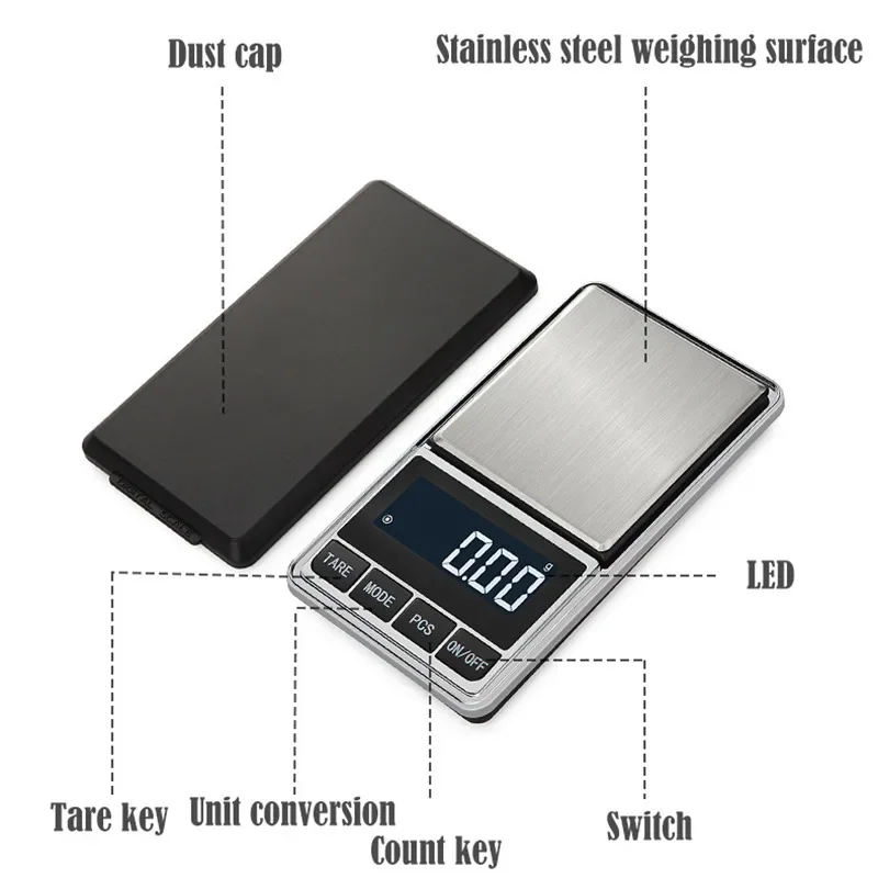 0.01g Precision Pocket Scale Digital Electronic Gold Jewelry Carat Diamond Balance Mini Mg Scales Portable Weighing