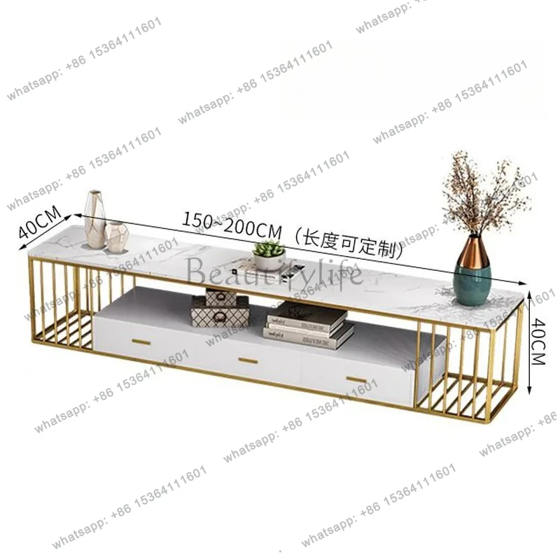 Factory Direct Nordic marble coffee table combination bedroom wall-mounted TV wall hotel three-layer drawer floor cabinet