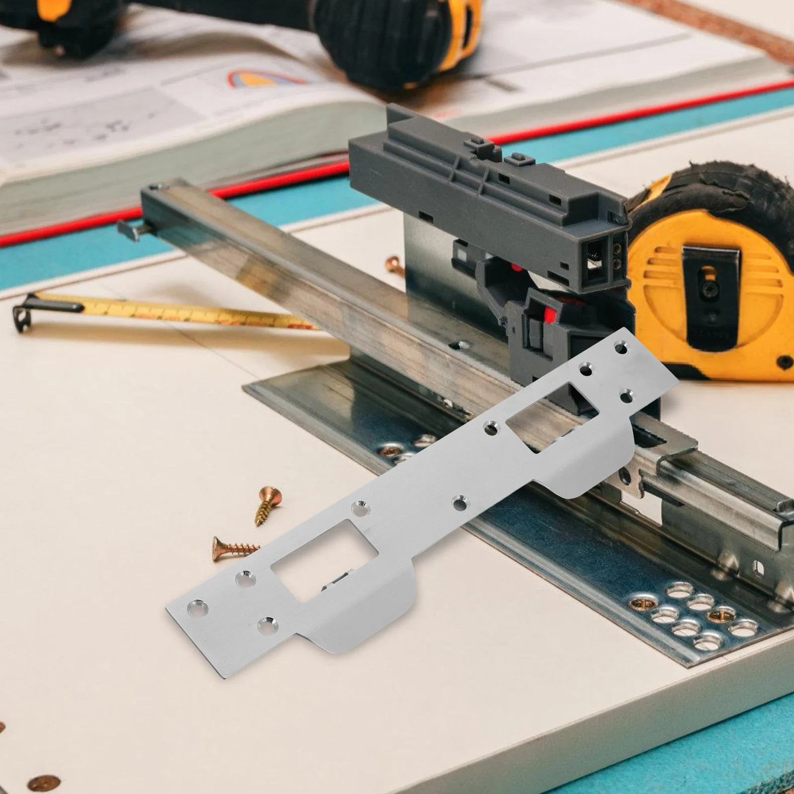 

Heavy Duty Reinforced Door Strike Plate Double Hole Security Latch Plate for Home Office Store Door Covers Strike