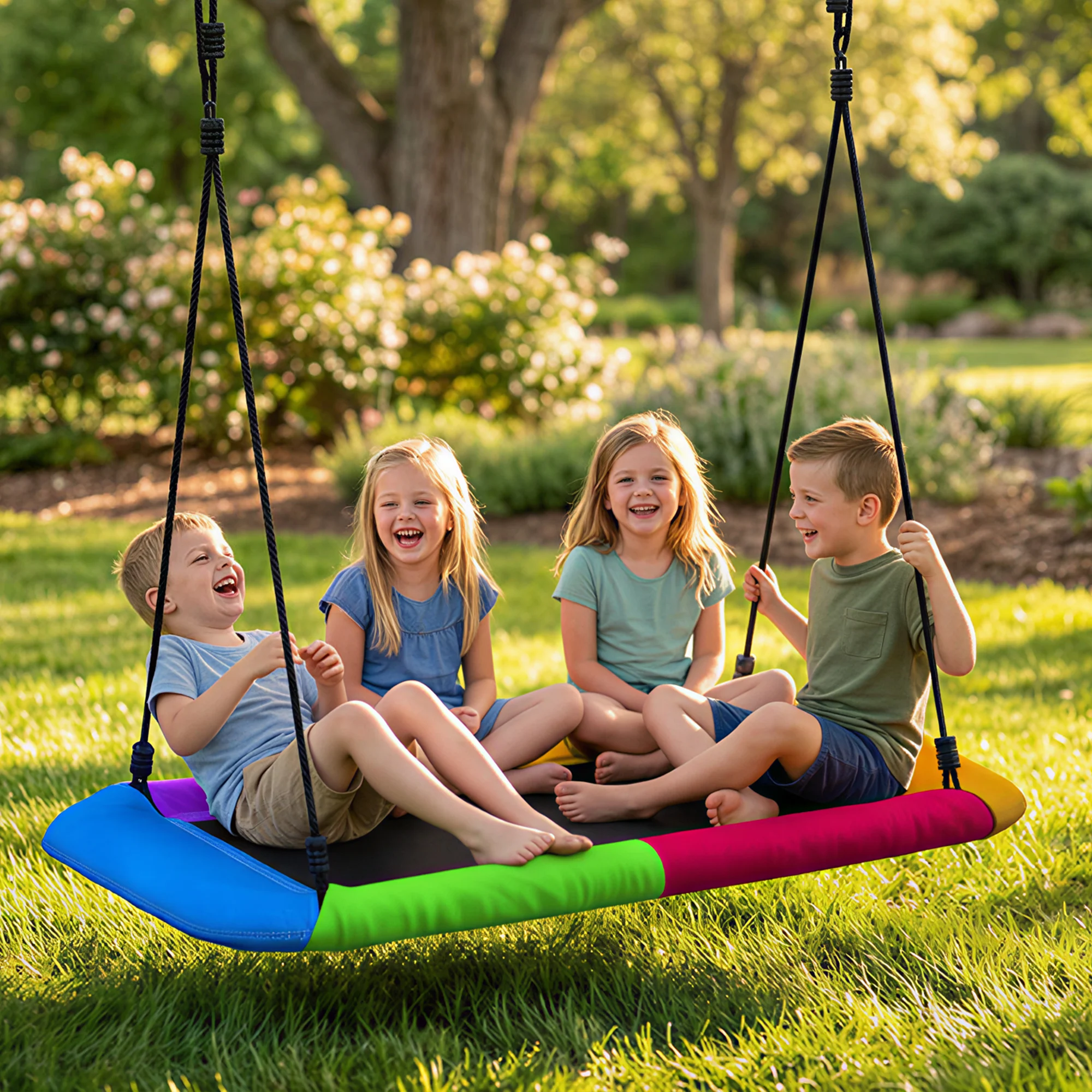 AIYAPLAY Nest Swing Altalena sospesa regolabile in altezza 148x77 cm Fino a 300 kg Multicolor