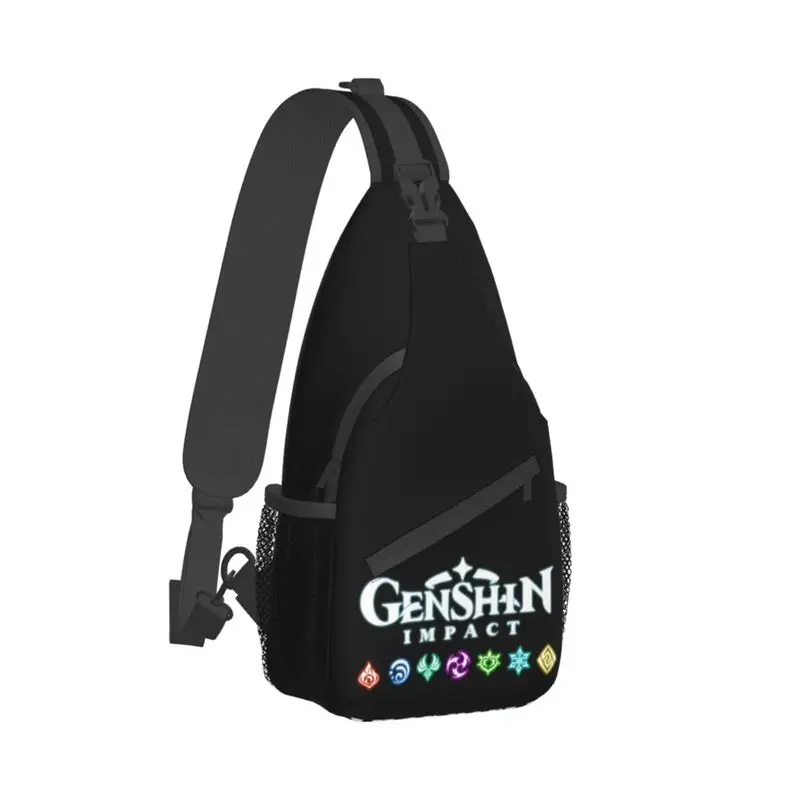 Genshin Impact-Bolso de hombro con logotipo personalizado para hombre, mochila cruzada de pecho, mochila de viaje, senderismo, mochila de día, juego de Anime, moda, 22