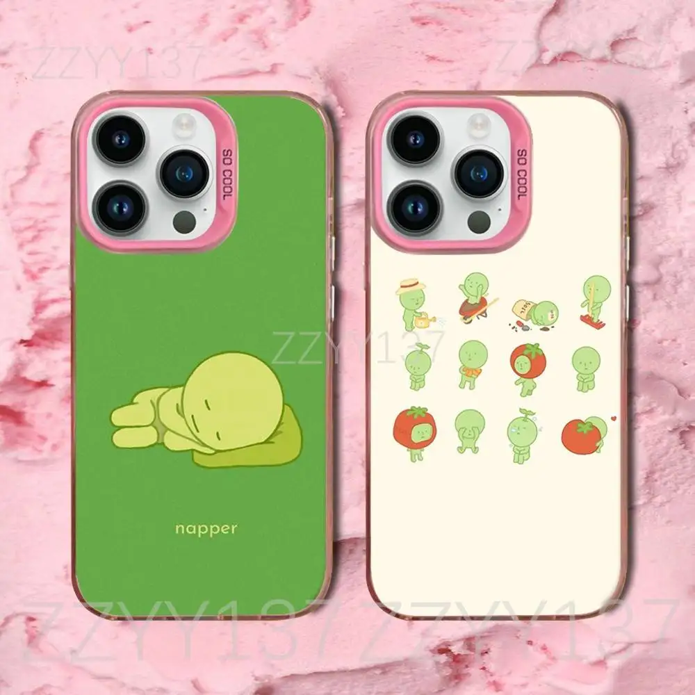 

Smiski Green Guy Phone Case For iPhone 16,15,14,13,12,11,8,7,Pro,Max,Plus,Mini,XS,SE Candy Matte Shockproof Pink Cover