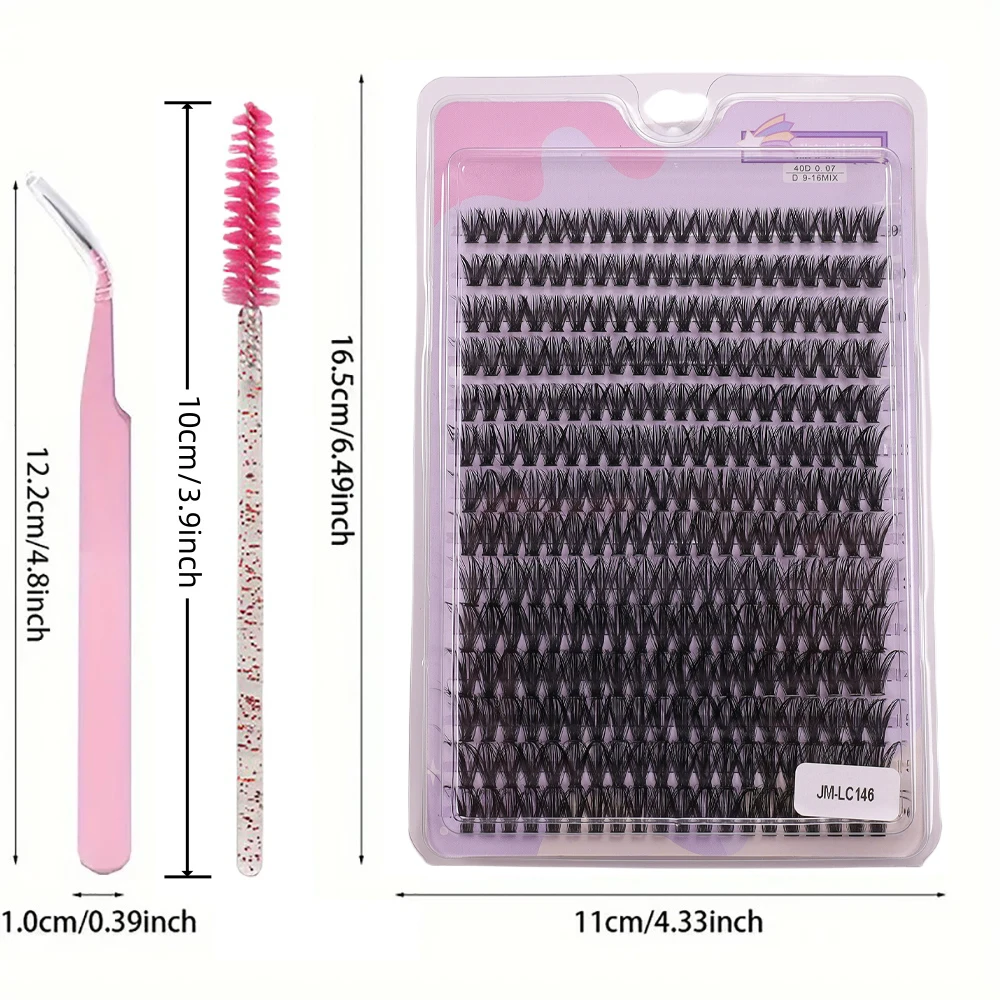 Cils de vison d'imitation 60D, 280 grappes, 0.07mm, D recourbé, 9-16mm, extension naturelle mixte, 3D, russe, individuel