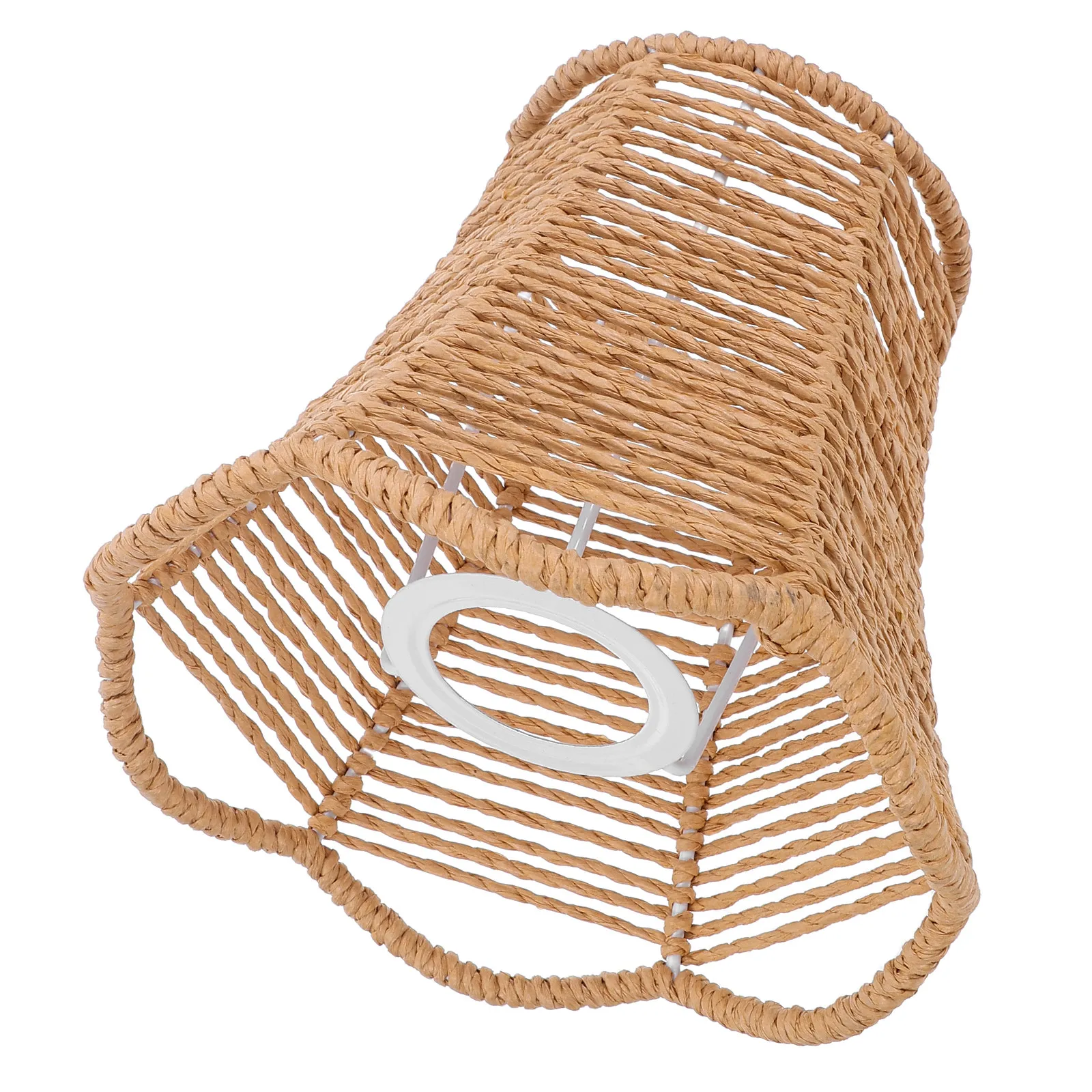 

Плетеный вручную абажур из бумажной веревки E27 в стиле фермерского дома, замена абажура из ротанга для настольной лампы, спальни, гостиной, винтажный плетеный светильник