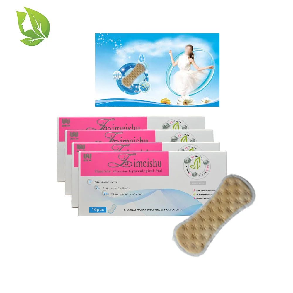 

20Pcs/2pack Silver-ion feminine hygiene pads Zimeishu Medical Anion Sanitary gynecological pads cure care pearls vaginal tampons