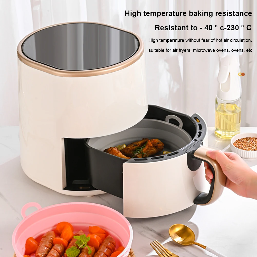 Friggitrice ad aria in Silicone sostituzione della pentola in Silicone della fodera in carta pergamena forno per friggitrice ad aria ciotola antiaderente cestello riutilizzabile per la cottura