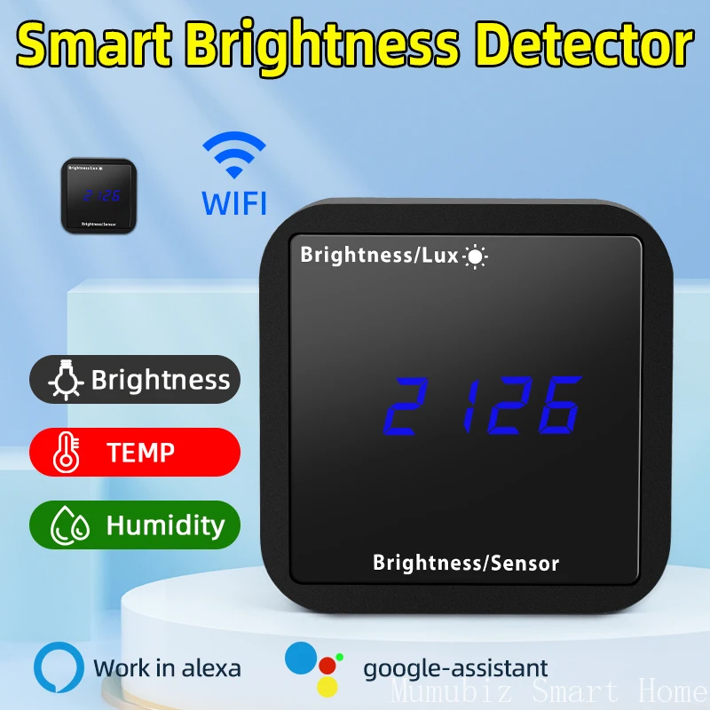 Tuya Smart WiFi / Zigbee Luminance Sensor Illumination Brightness Detecto With Temperature and humidity sensor Alexa Compatible