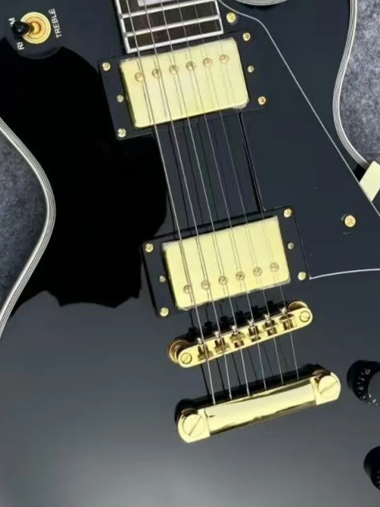 Guitarra Eléctrica personalizada, Color negro, hardware dorado, diapasón de palisandro, hecha en China, envío gratis