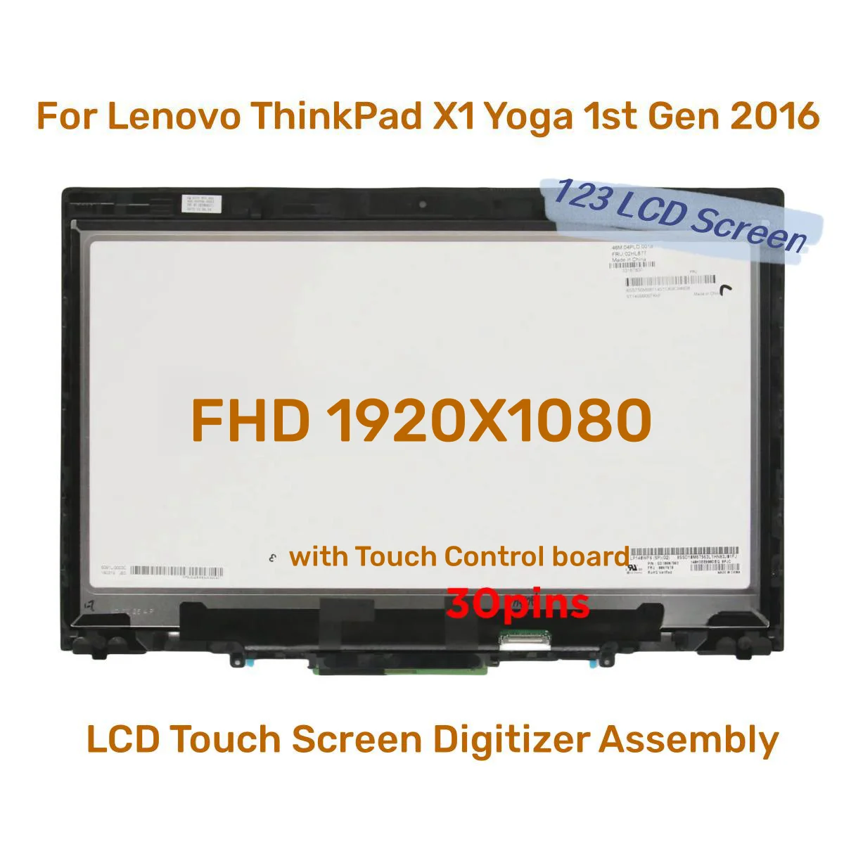 LCD Touch Screen Digitizer Assembly For Lenovo ThinkPad X1 Yoga 1st Gen 2016 20FQ 20FR 14.0 Laptop Display Replacement 00UR192