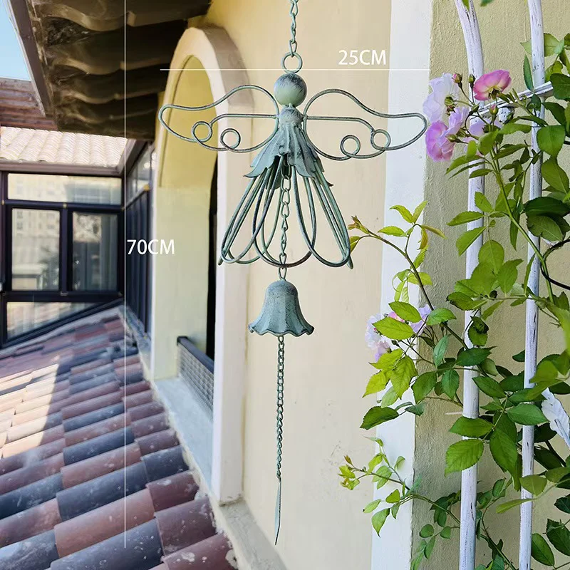 Iron Retro Angel Wind Chime Doorbell Pendant Antique Style Retro Decoration CreativeHomeBalcony AndAccessoriesHangingDecoration