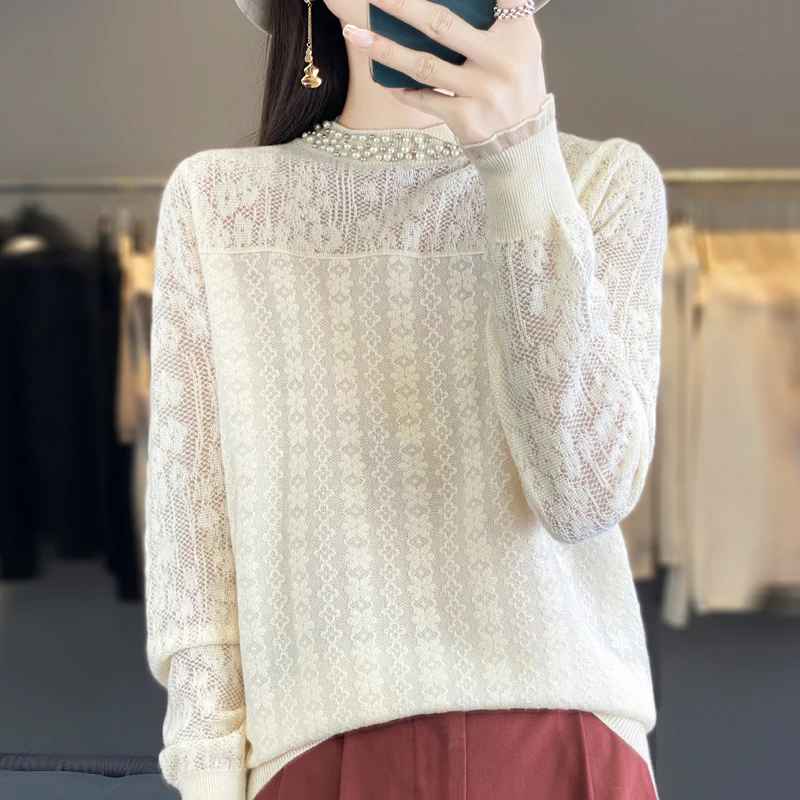 2024 Spring and Autumn Winter Women's Cashmere Sweater Fashion Hoodie Knitted Cashmere Wool Women's Sweater