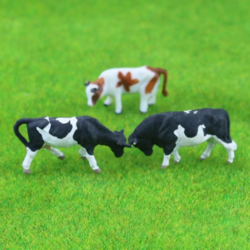 10pcs Painted 1:87 Scale Farm Cows Animals Model O Scale Farm Animals Domestic Fowl Model Horse Railway Layout Desktop Decor