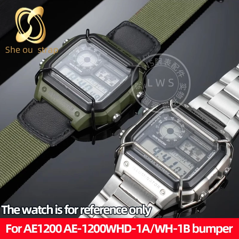 Men's Watch Fine Steel Bumper For Casio AE1200 AE1300 Square Anti-Collision Customized ae1200 Protective Bumper