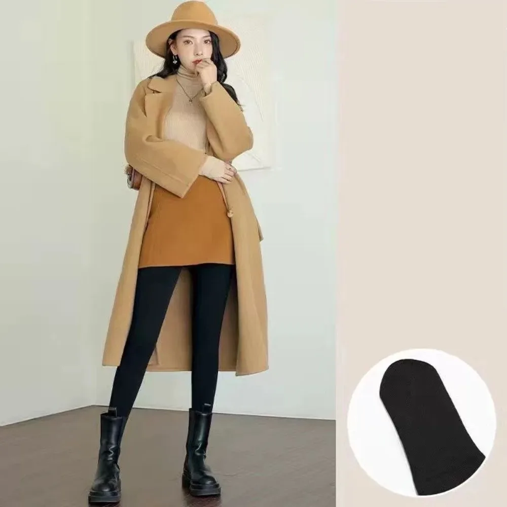 Sexy Elastic Vertical Stripe Leggings Thickened High Waist Winter Leggings Solid Color Keep Warm Slimming Yoga Pants for Women