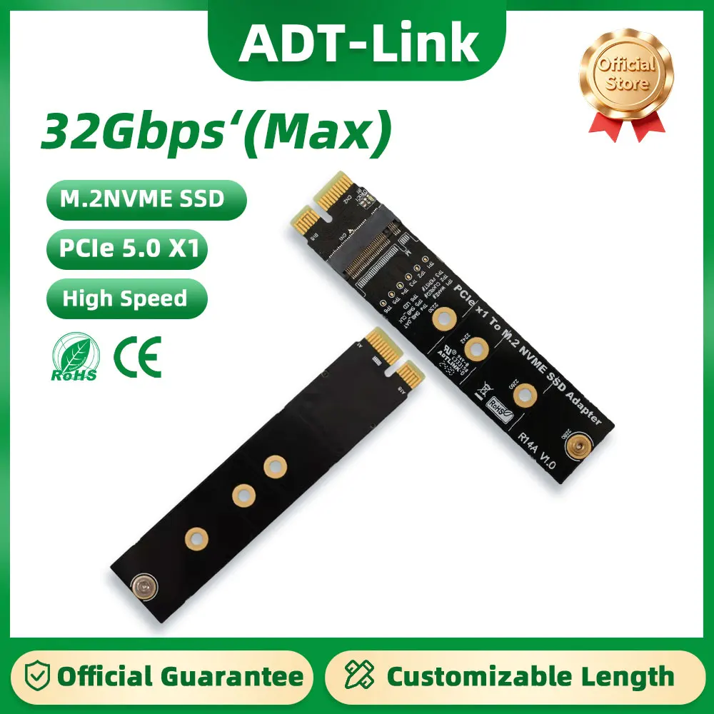 

ADT-Link PCIe 5.0 x1 to NVMe SSD Solid State Drive Adapter Card 32G/bps PCIe Signal High-Speed Transmission for Laoptop PC