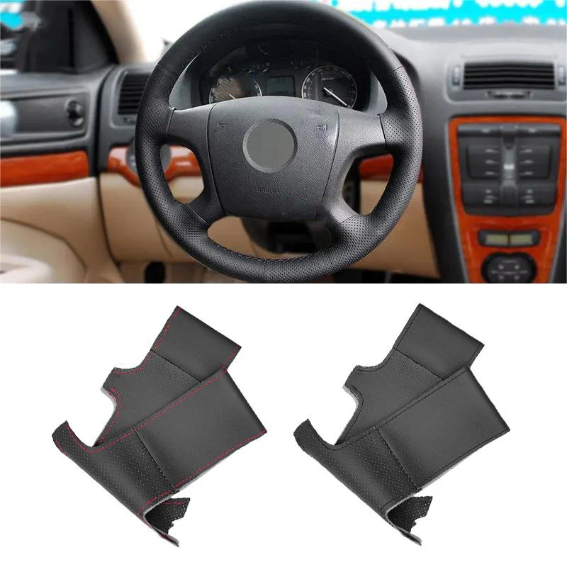 

For Skoda Octavia 2004-2009 Fabia Superb Roomster 2006 2007 2008 Braids on Steering Wheel Perforated Microfiber Leather Cover