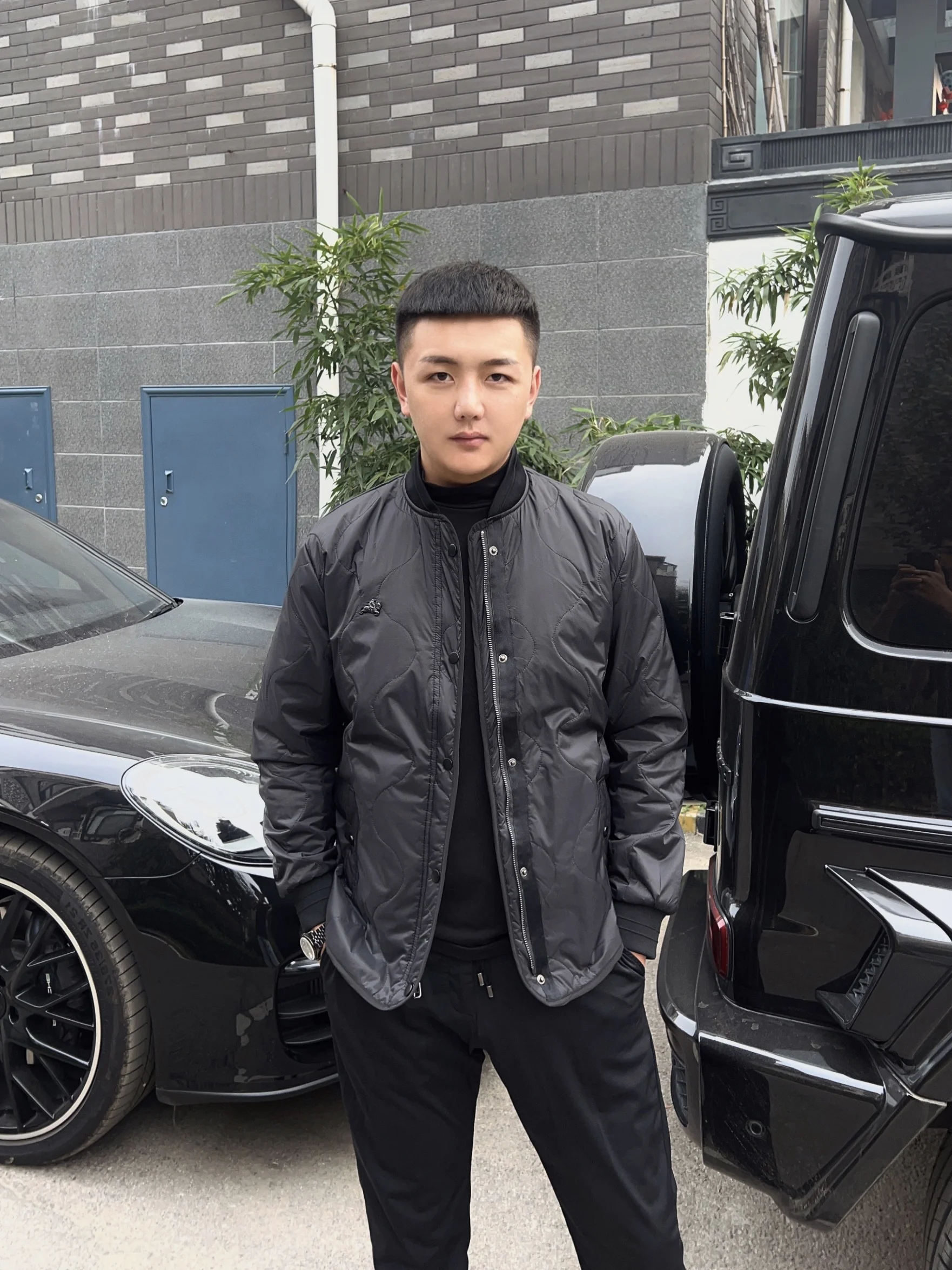 

American Sle Baseball Cotton Jaet Slim Fit Men's Bla Busin Wave Thin Cotton Outerwear Trendy Youth Casual Long