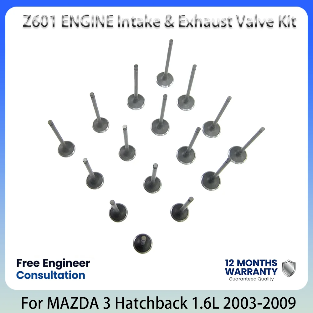

Z601 Z627 ENGINE Intake & Exhaust Valve Kit For MAZDA 3 Hatchback 1.6L 1.6 L T L4 GAS 2003-2009 ZY01-12121 ZY01-12-111A
