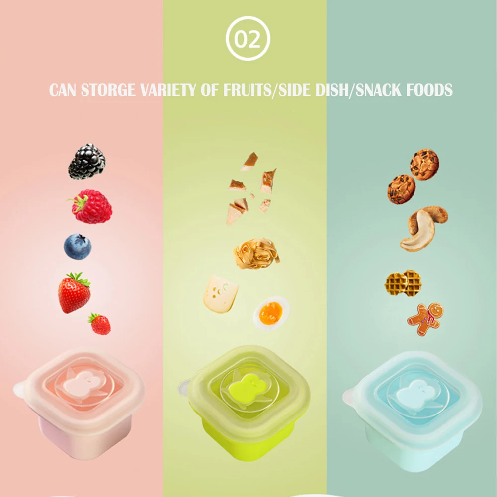 Baby Silicone Food Container Fruit Snack Box Breast Milk Storage Box Freezer Crisper Outdoors Child Fresh Food Milk Powder Box