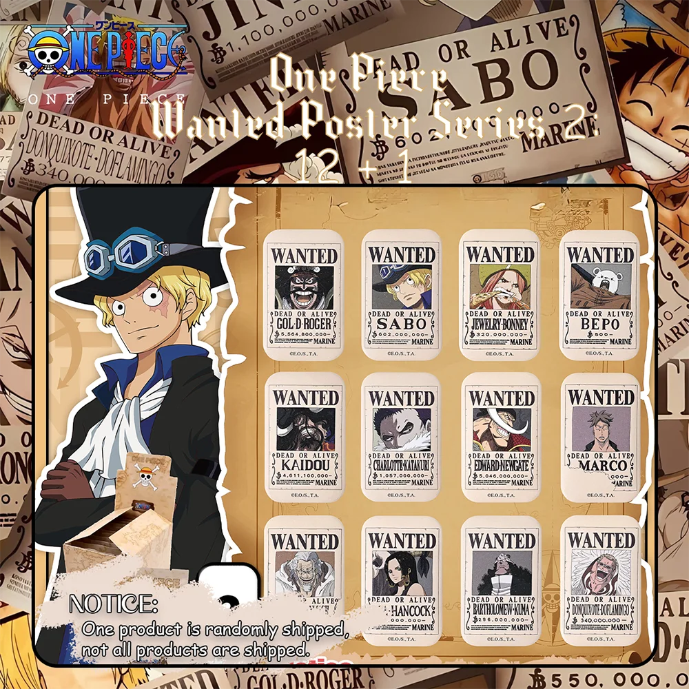 1 pz. Distintivo Rettangolare Ufficiale One Piece Wanted Poster - Blind Box Generazione 2 |   Collezione di Anime per Decorazione e Regalo