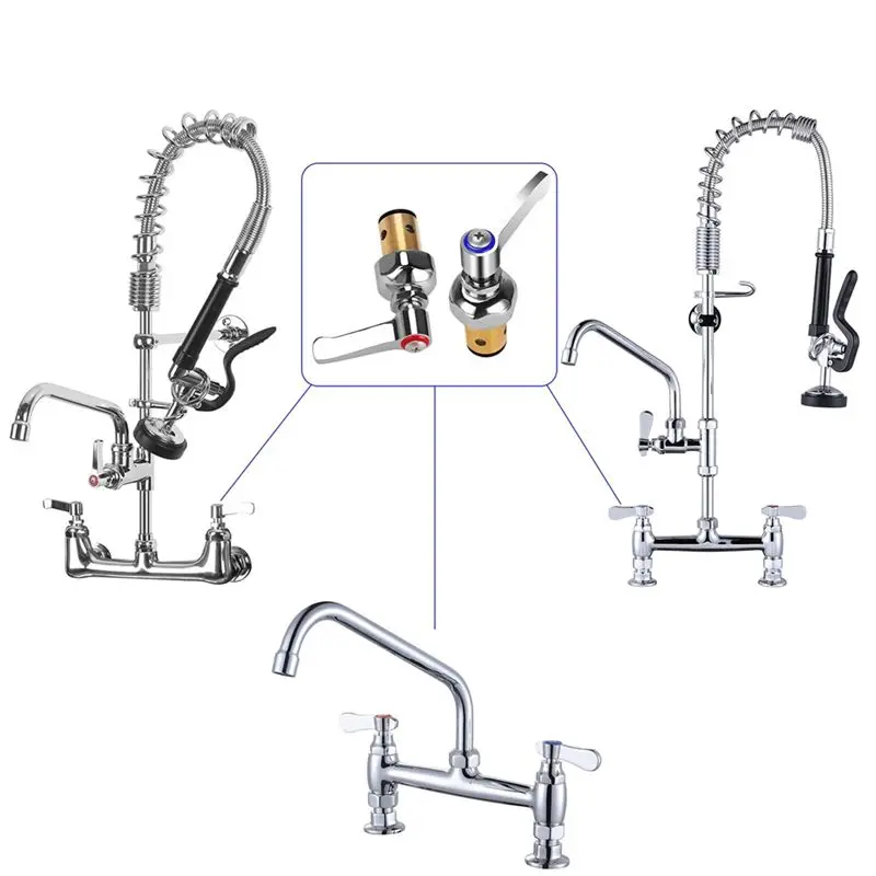 ABVC Fit For Eterna Valve Compatible Hot& Cold Side Spindle Assembly For T& S Brass Faucet Handle Stem 002713-40 002714-40