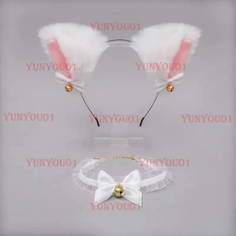 Cat Beast Ear Headband Fox Ear Accessories Lace Bow Bell Collar
