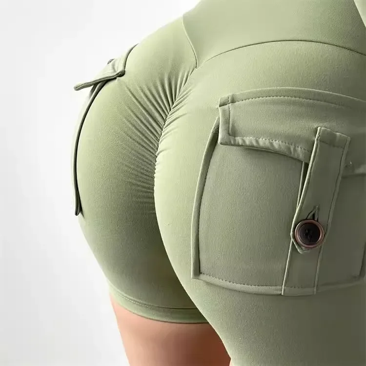 High-Waist-Yoga-Shorts für Damen, hohe Elastizität, sexy Po-Lifting, mit Tasche, atmungsaktiv, für Radfahren, Outdoor-Übungen, Yoga-Shorts – Detail 13