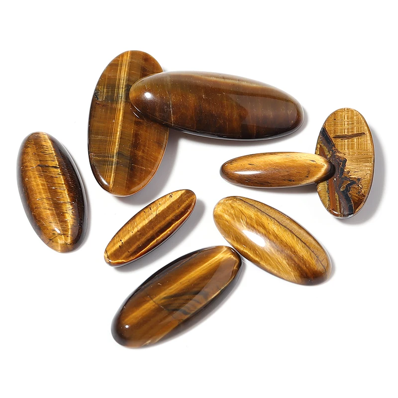 

5/2pcs Natural Stone Tiger Eye Stone Cabochon Oval Elongated Flatback Spacers For DIY Jewelry Making Charms Pendant Accessories