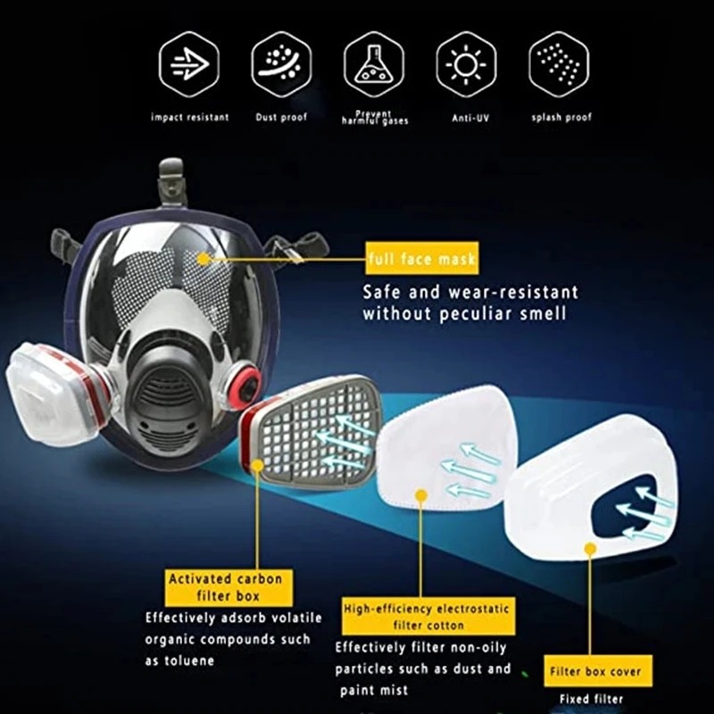 Chemical Mask 6800 Gas Mask Dustproof Respirator Paint Pesticide Spray Silicone Full Face Filters for Laboratory Welding