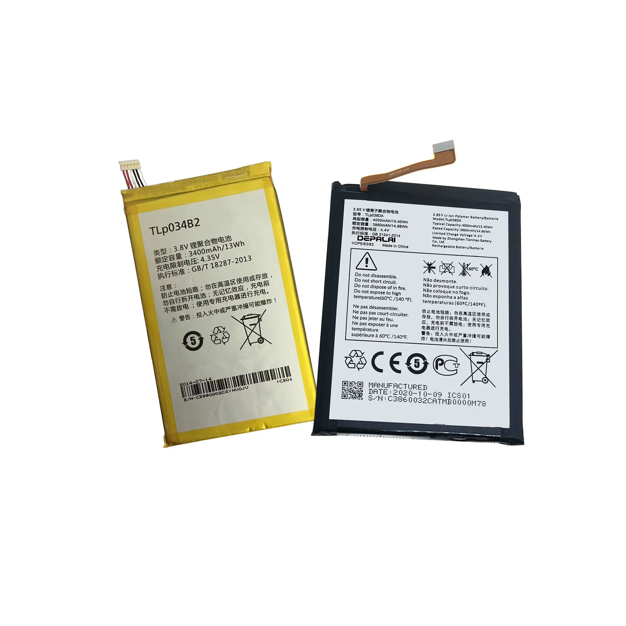 TLp030EC TLp034B2 TLp038DA Battery For TCL TLp049B7 10L 10SE Y910 One Touch 10Pro 20Pro TLp038E1 TLp043D7 TLp043F1 Batteries