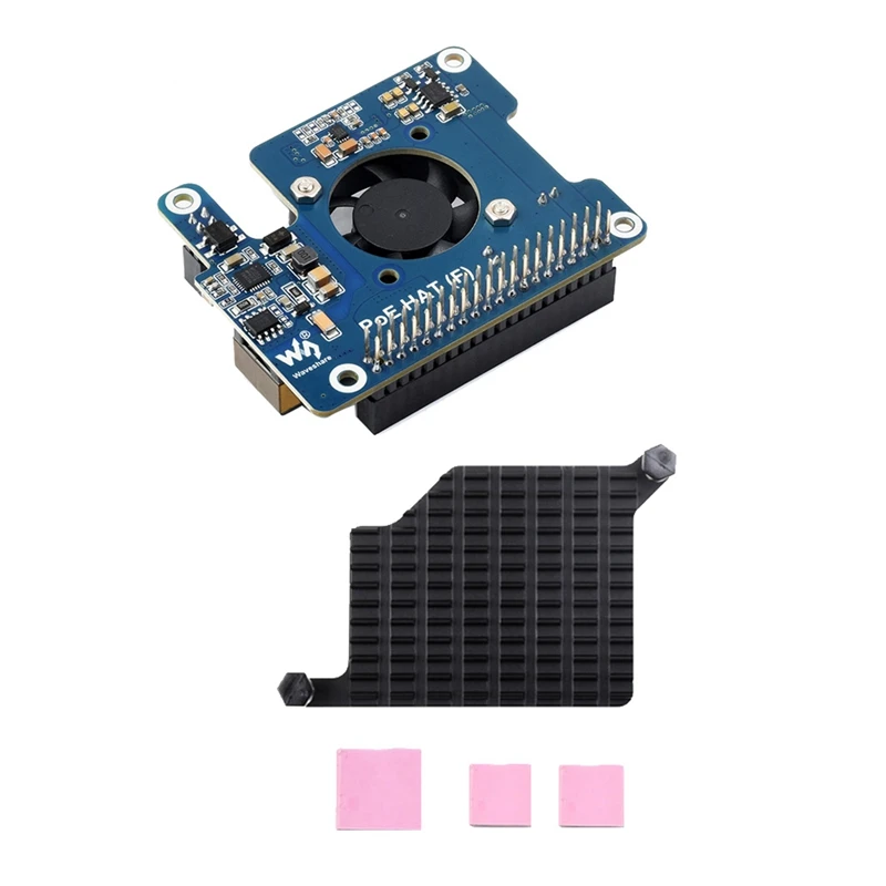 Waveshare For Raspberry Pi 5 Poe HAT 802.3Af/At GPIO Expansion Board With Cooling Fan 5V/12V For Raspberry Pi 5 Easy Install