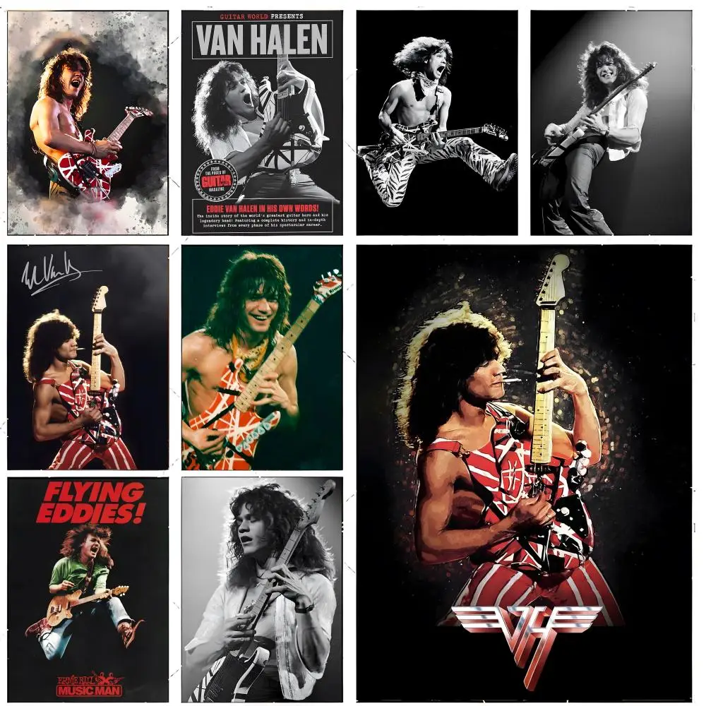 rock guitarist E-Eddie Van Halen Poster Premium Decor Art & Gift for Household Lounge Home Ornaments