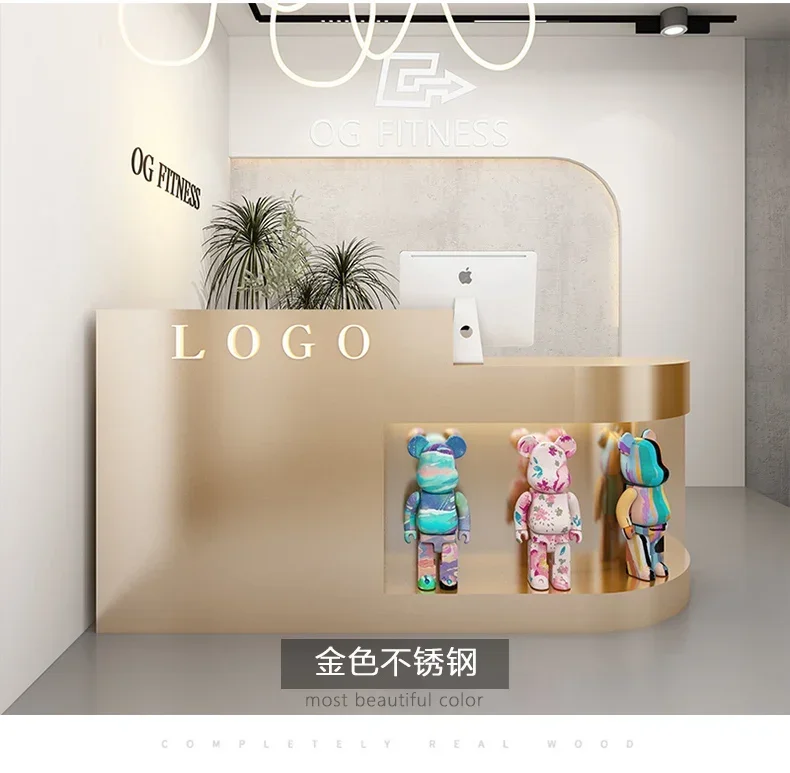 

Beauty salon stainless steel checkout page Small clothing store Bar table 1.5 meters