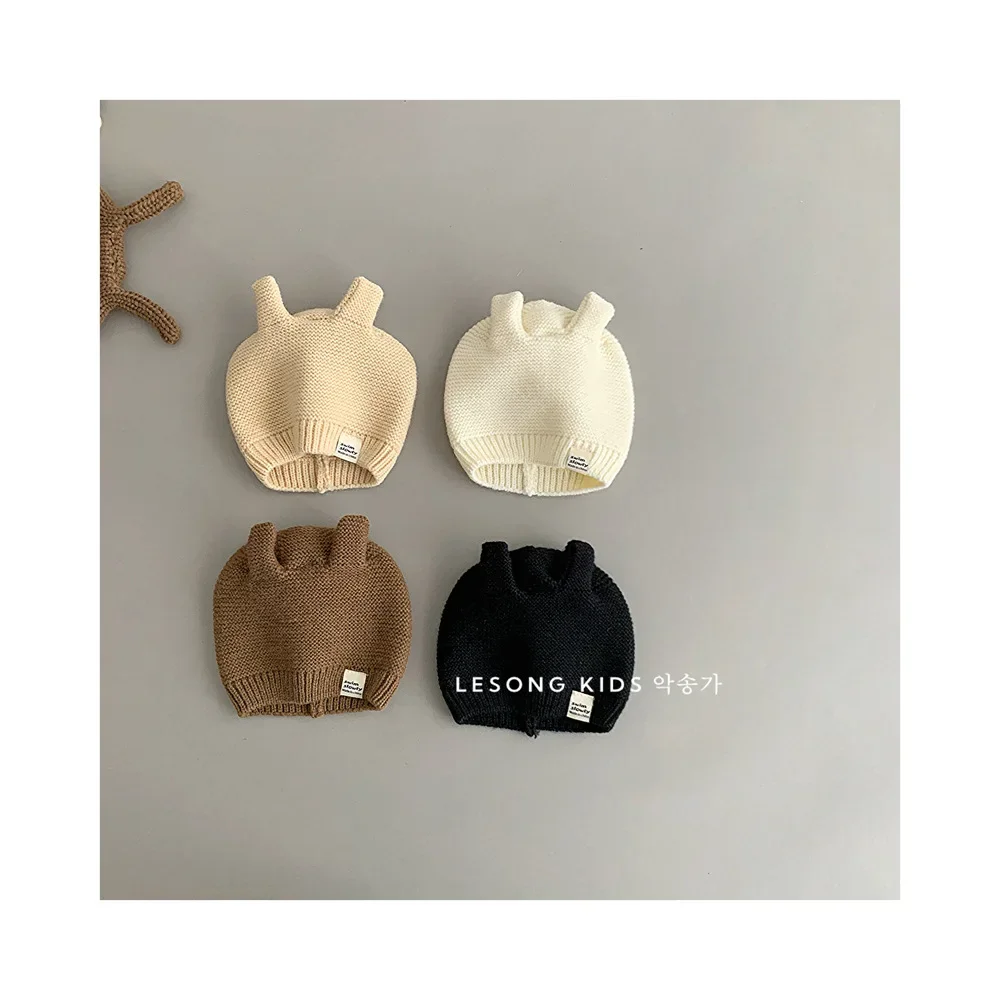 

Autumn Baby Knit Hat with Ear Baby Knitted Pullover Hat Autumn Winter Baby Beanie Cap Kids Warm Ear Protection Hat