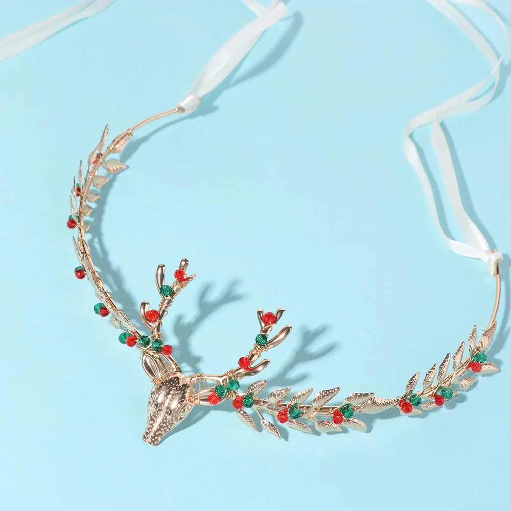 

Fashion Crystal Christmas Headband Hair Comb Crown Hairpin Set Headwear Jewelry Antlers Hairband Girl