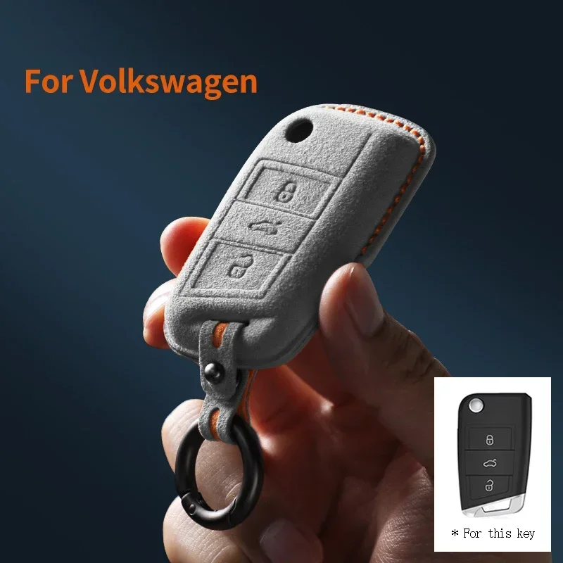 

For VW Volkswagen Polo Lavida Bora Sagitar Tiguan Touareg X Magotan Superb Tacqu Skoda Octavia Passat Variant Suede Car Key Case