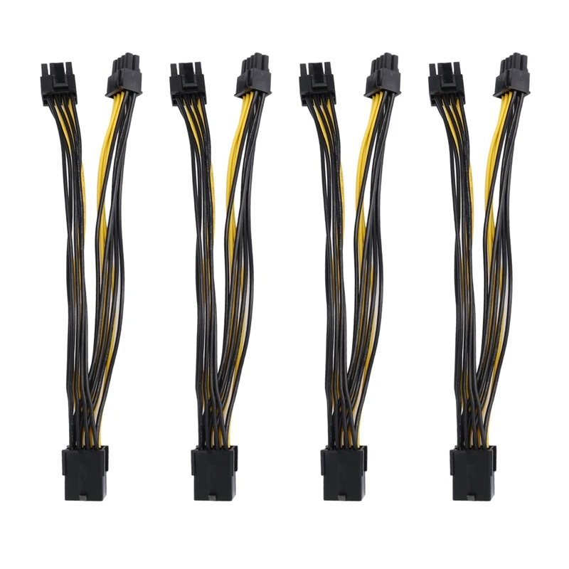 4Pcs 8 Pin PCI Express To Dual PCIE 6+2 Pin PCI-E Power Cable 18AWG For GPU Power Supply Breakout Board For Mining