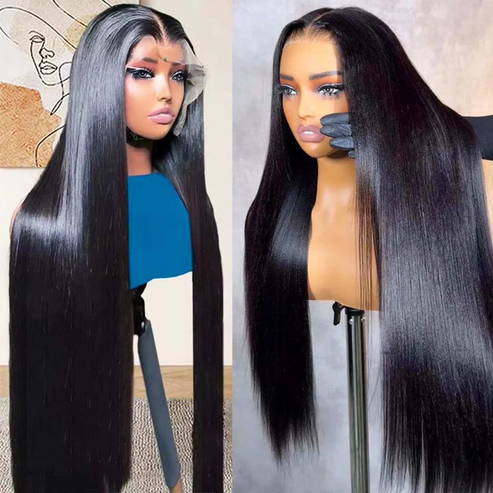 

13X4 250%Density HD Lace Frontal Wig Brazilian Human Hair Wig Natural Swiss Full Edges Lace Pre-Plucked Lace Wig with Baby Hair