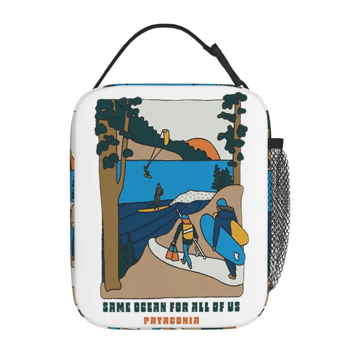 PATA Northwest Waters Merch bolsa de mano para almuerzo, caja de comida con grafiti de montaña americana, enfriador térmico informal, Bento Box