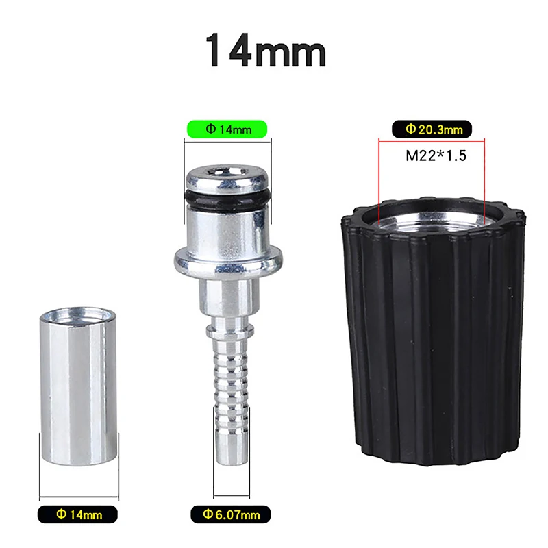 Accesorios de inserción de manguera de lavadora de alta presión D14 D15mm, tuerca de anillo M22, Conector de giro de manguera de limpieza de agua de lavadora de coche