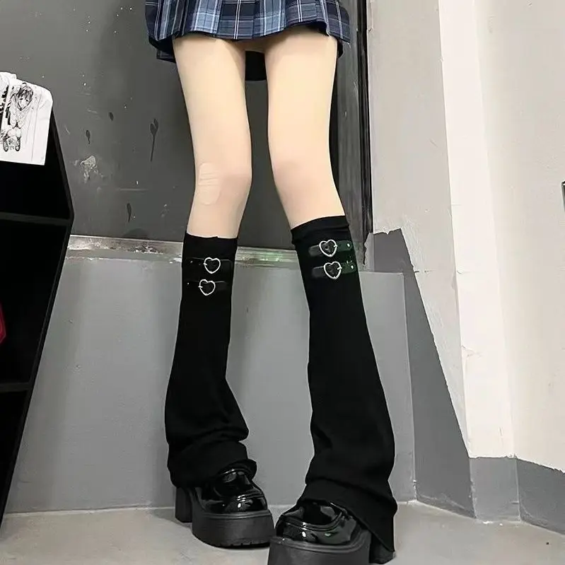 Y2k Spice Girl Leg Warmers Buckle Socks Punk Gothic Harajuku Leg Warmer Subculture Fishnet Socks Stockings 2024 Women Summer